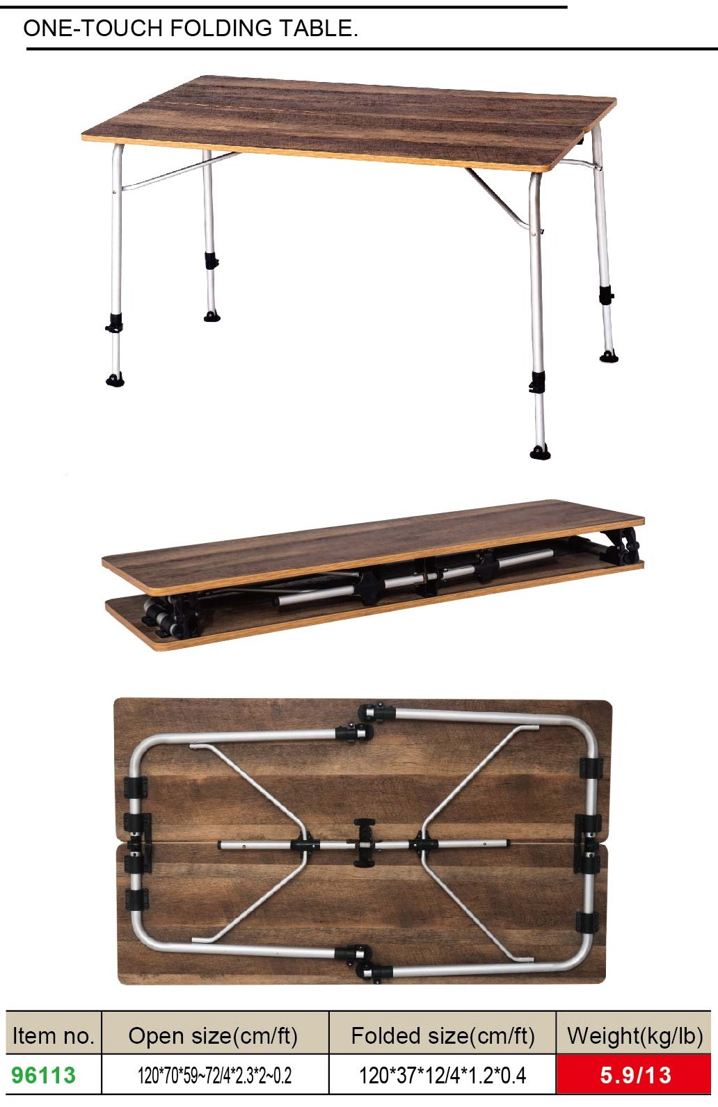 96113 One touch folding table