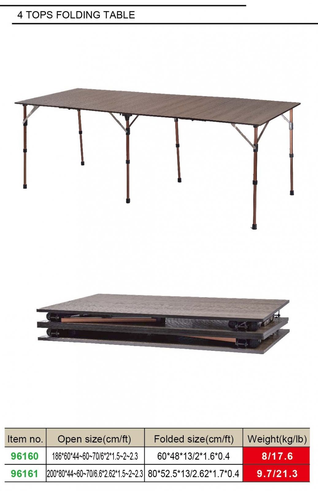 96160-96161 4 Tops folding table